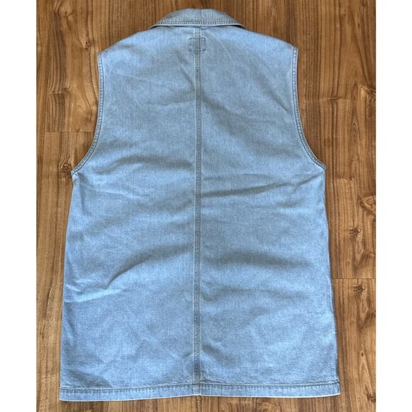 Vintage Y2K Liz Wear Medium long denim vest retro 90s button front pockets - Picture 2 of 5